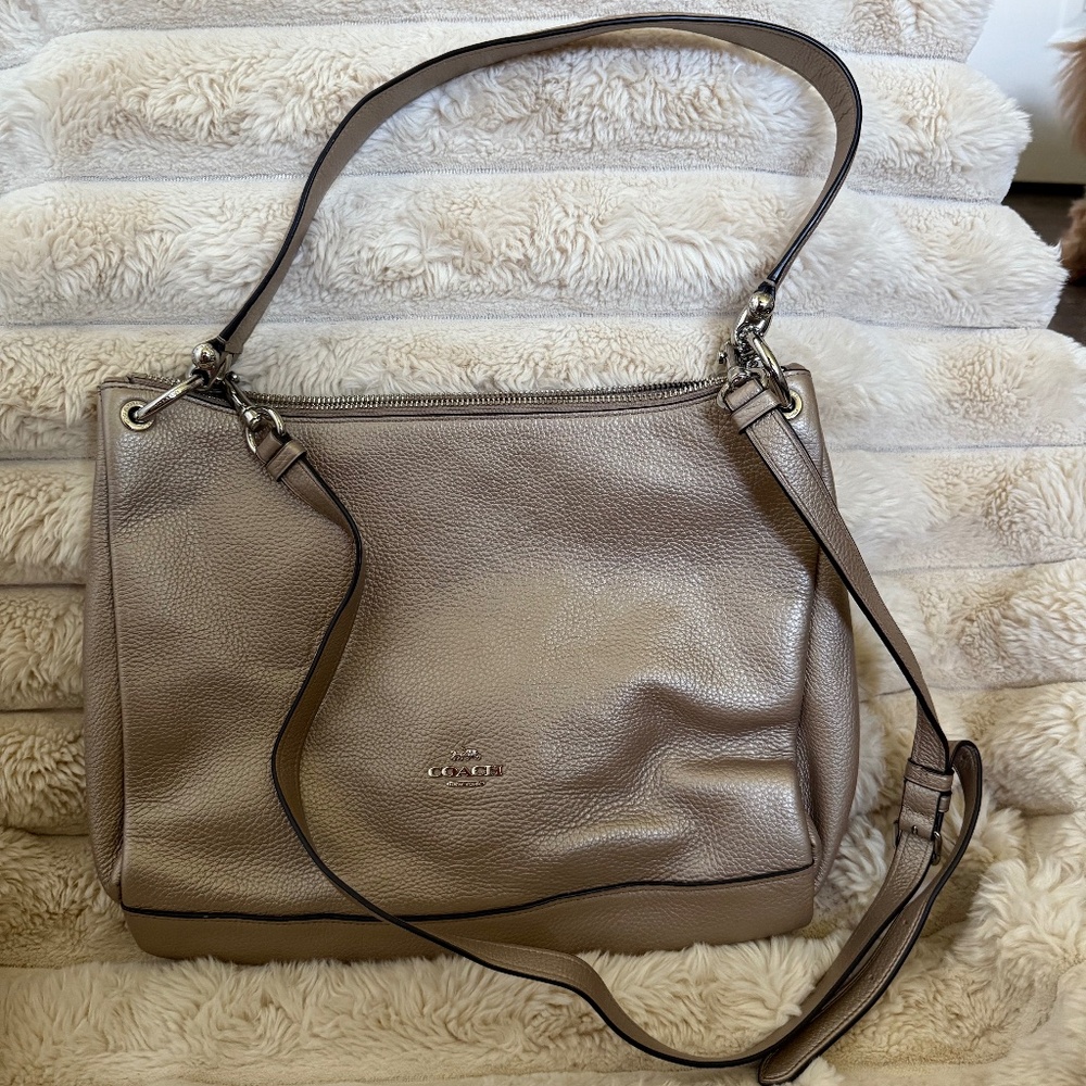 Coach Mia Crossbody Shoulder Bag Pebbled Leather Metallic - Excellent Condition